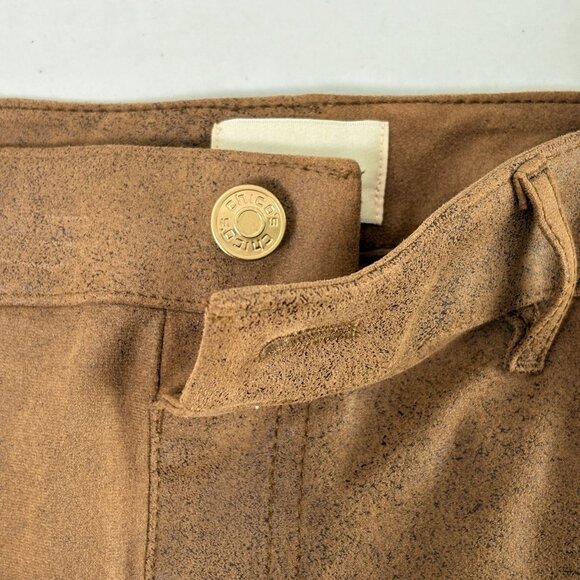 Chicos Faux Suede Legging Pants Size 1 M Brown Black Leathered Look Pull On - Picture 5 of 15